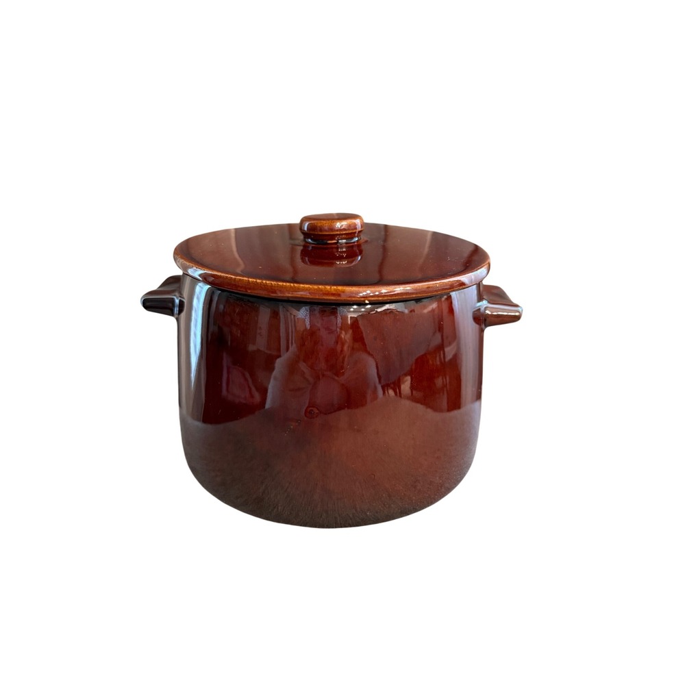 Vintage Westbend Brown Glazed Ceramic Bean Pot Lidded Casserole Dish USA 344